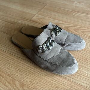 Bamboo Suede Silver Detail Slip on Mules Women’s 7